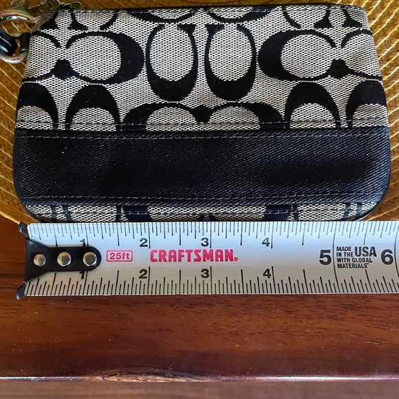 Black Coach Zip Wristlet in Canvas Leather - Picture 1 of 2